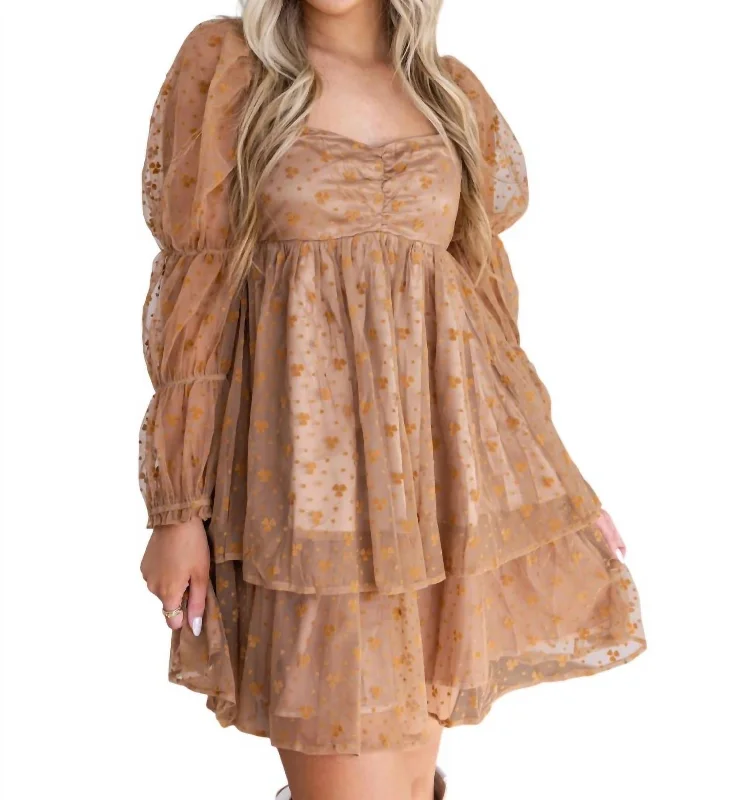 Exclusive Online Sale Found Your Love Babydoll Dress In Camel