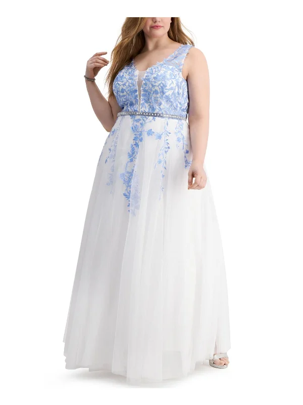 Charming Women's Outfit For Special Occasions Plus Womens Embroidered Rhinestone Semi-Formal Dress