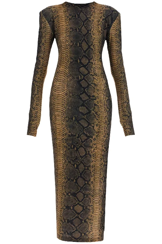 Affordable Online Boutique Norma Kamali Women's  Slim Fit Long Python Effect Dress