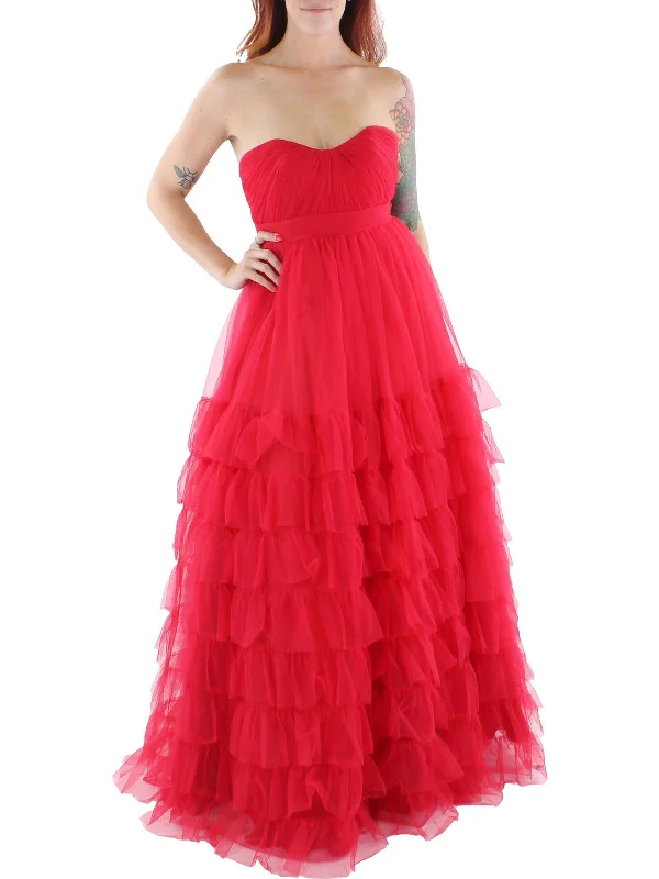 Women's Vacation Attire Womens Tiered Long Evening Dress