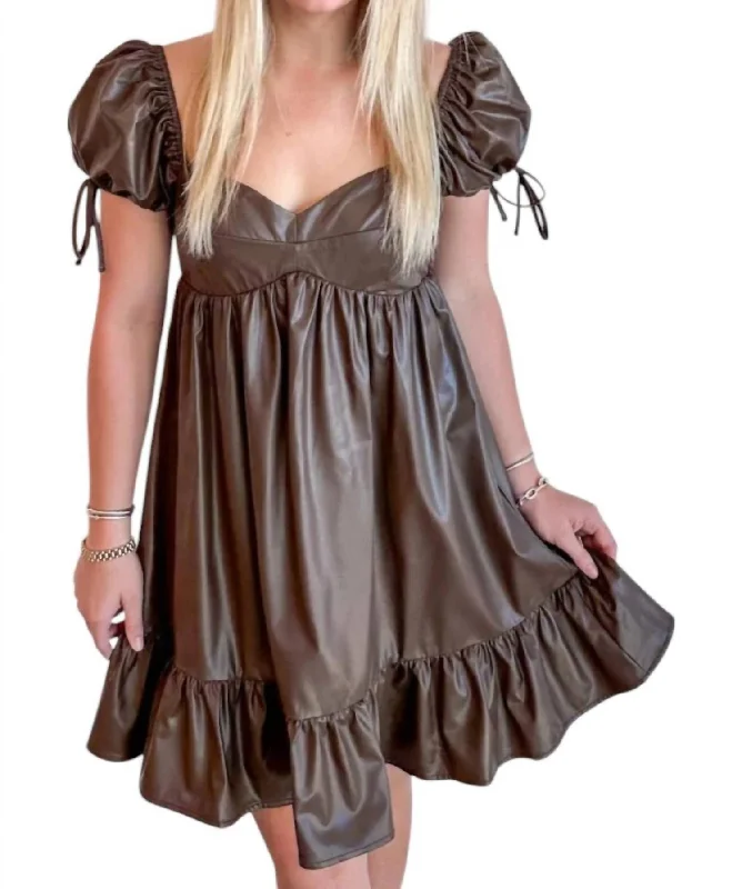 Best Online Boutiques For Women Chestnut Faux Leather Dress In Brown