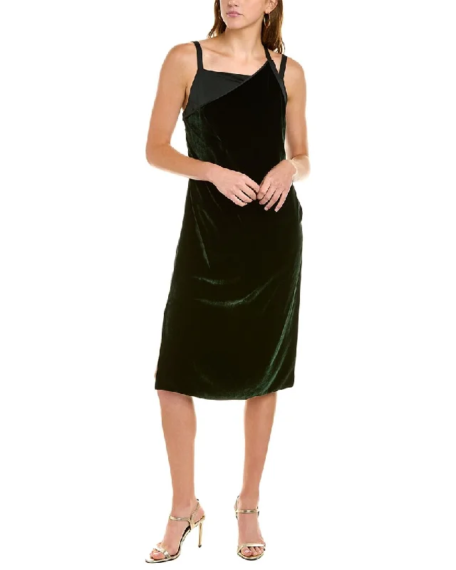 Trendy Street Style Helmut Lang Velvet Silk-Blend Slip Dress