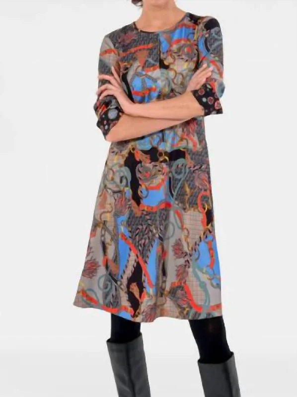 Eclectic Fashion Twirly Whirly Ditto Dress In Black Multi