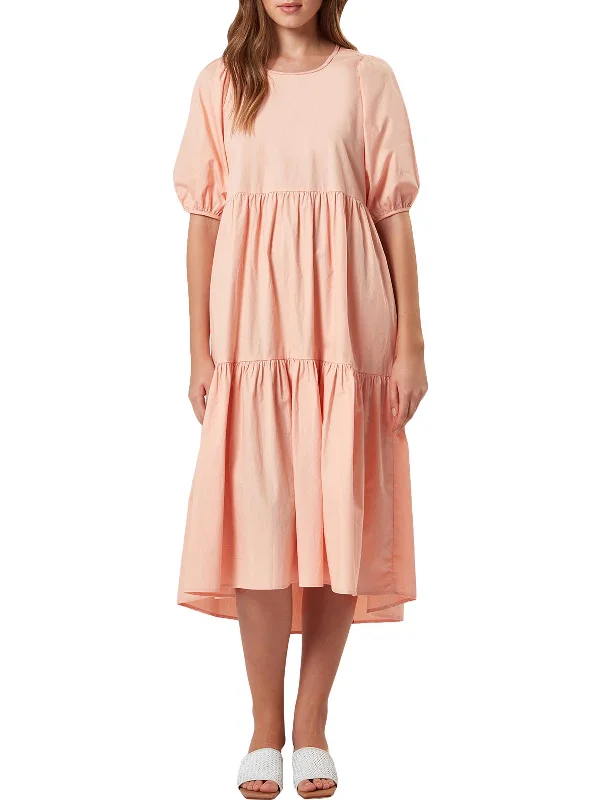 Women's Evening Outfit Marny Womens Puff Sleeve Ruffled Shift Dress