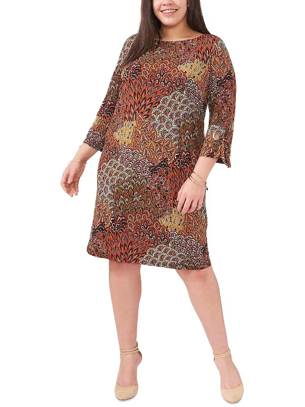 Timeless Women's Fashion Styles Plus Womens Printed Mini Shift Dress