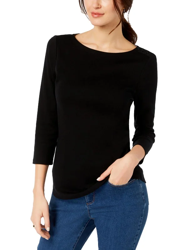 Best Boutiques Online Petites Womens Knit 3/4 Sleeves Pullover Top