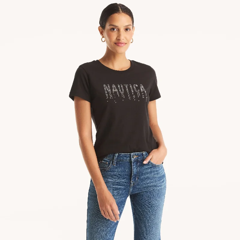 Women's Vacation Garments Nautica Womens Studded Logo Graphic T-Shirt