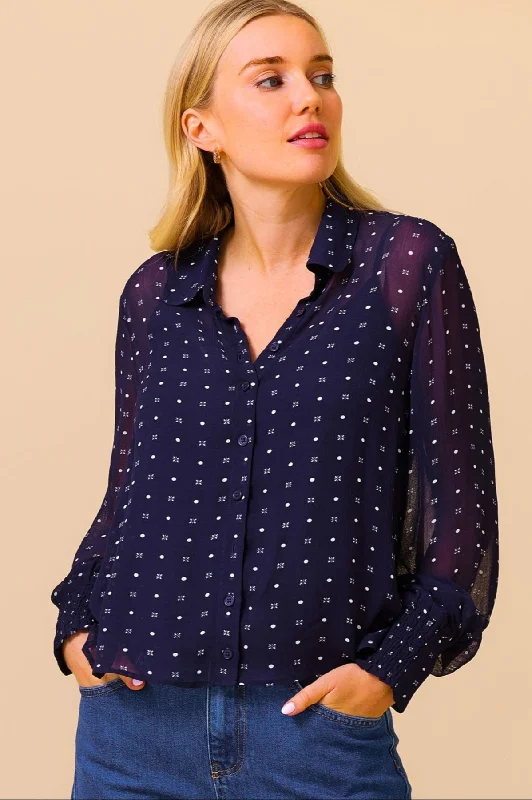 Boutique Dress Online Ffion Blouse | Navy/White