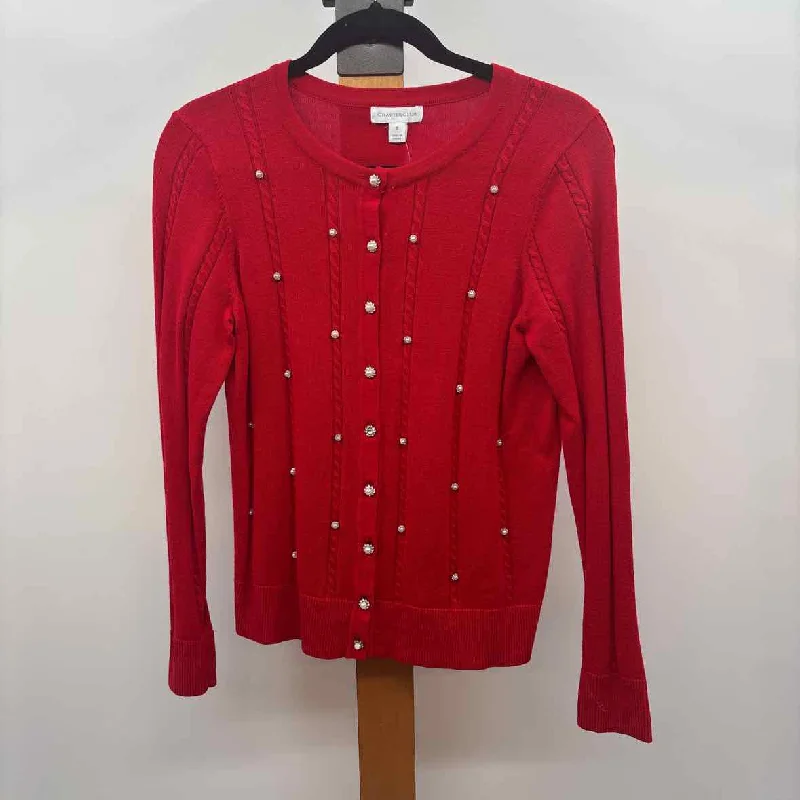 Women's Casual Apparel For Weekends Charter Club Women's Size S Red Beaded Cardigan