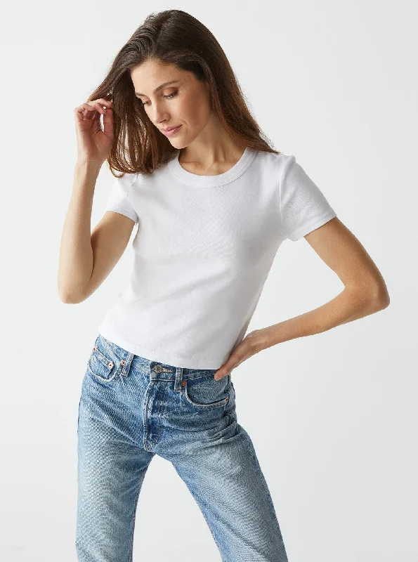 Luxury Women's Fashion Mimi Cropped Tee - White