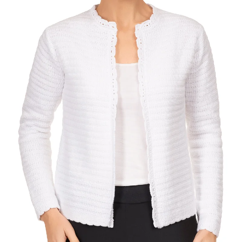 Chic Women's Clothing Online Scallop Edge Cardigan in White