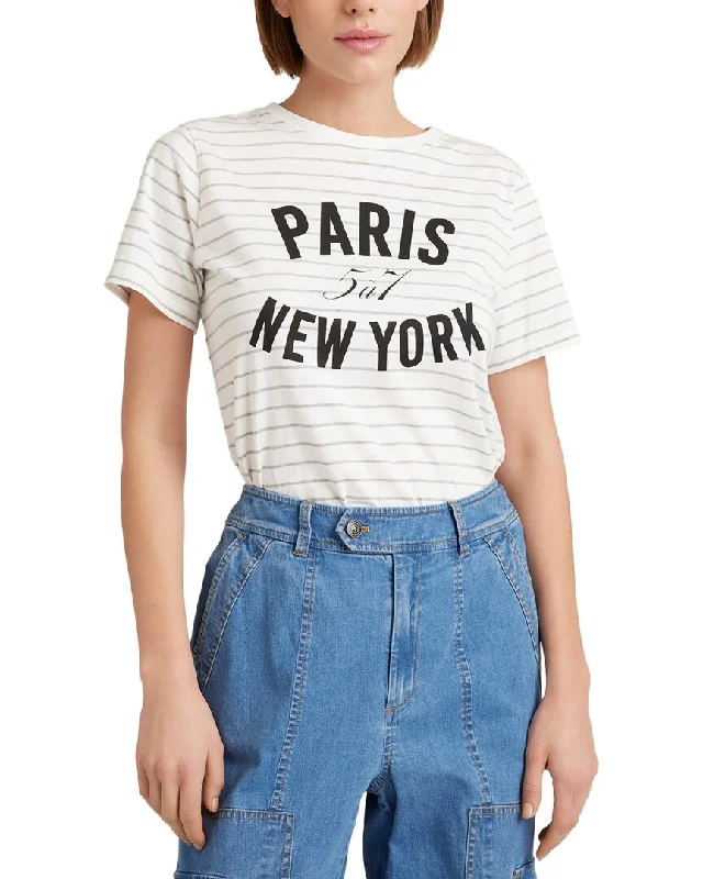 Stylish Dresses for Women Cinq à Sept Melange Stripe Paris New York T-Shirt