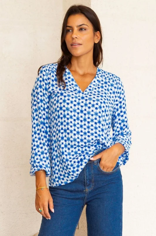 Women Online Clothing Boutiques Clea Blouse | Blue/White