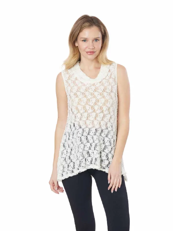 Women's Fashion Clothing Tianello "Kimba" Knit Lace "Briata" Sleeveless Cowl Neck Tunic