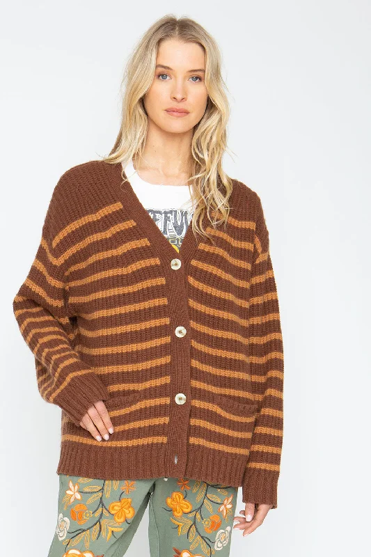 Exclusive Women's Fashion Collection Grandpa Cardigan - Brown Beige