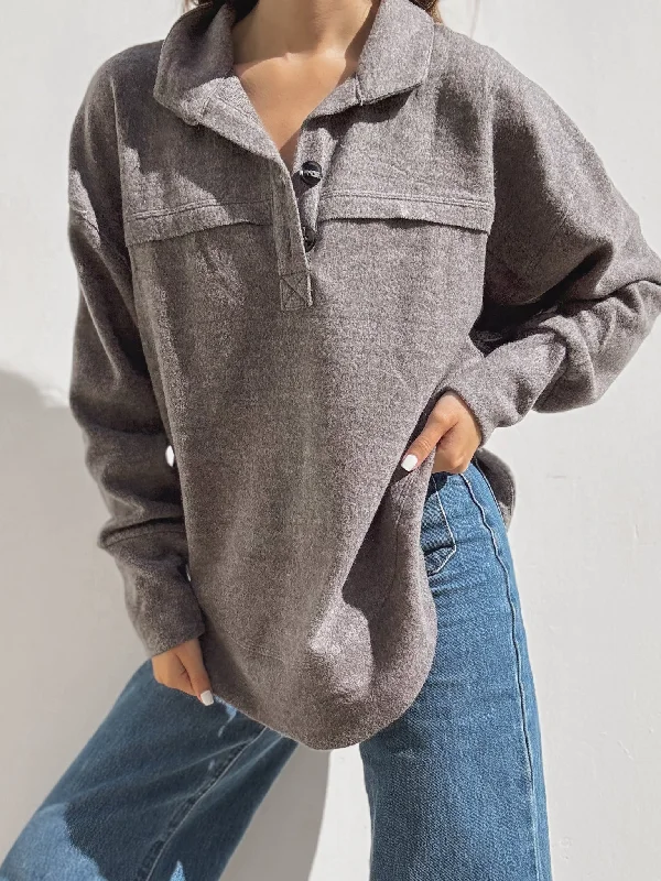 Women's Casual Garments Loren Soft Knit Top in Gray