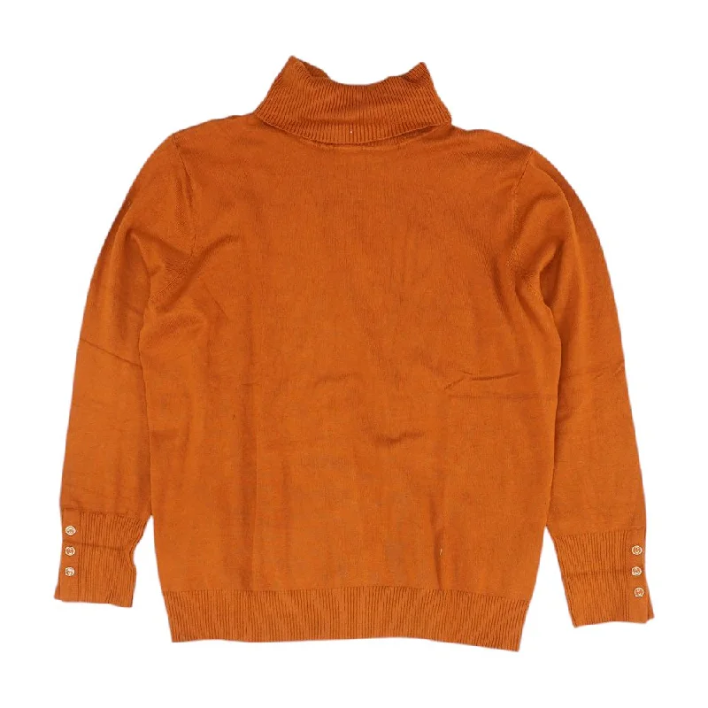 Chic Wardrobe Orange Solid Turtleneck Knit Top