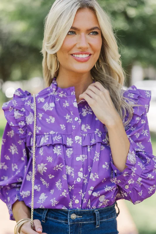 Women's Occasion Wear Apparel Pinch: Found Me Purple Floral Blouse