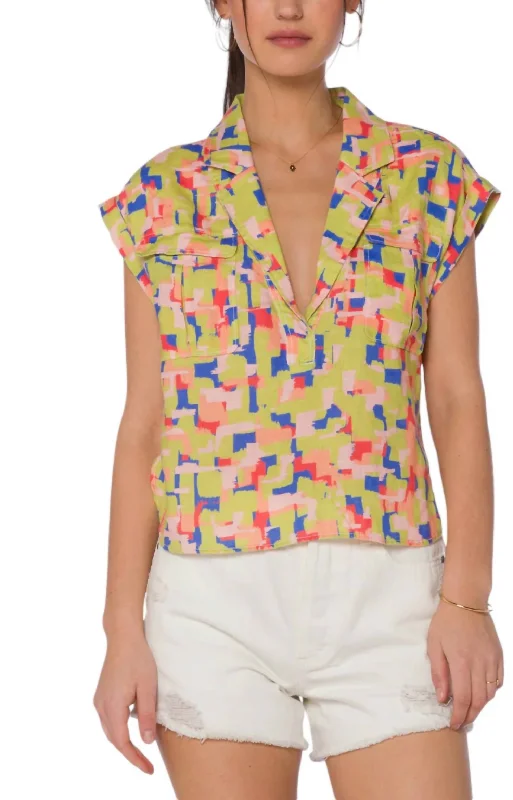 Sales Clothes Gavin Short Sleeve Top In Multi Abst