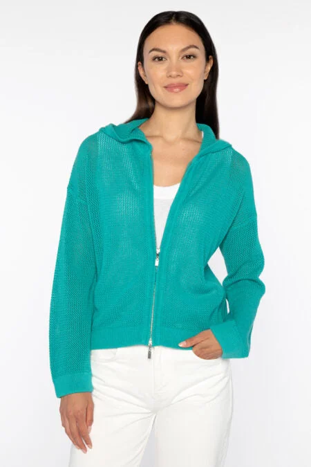 Women's Night-Out Outfit Kinross Cashmere Mesh Zip Hoodie