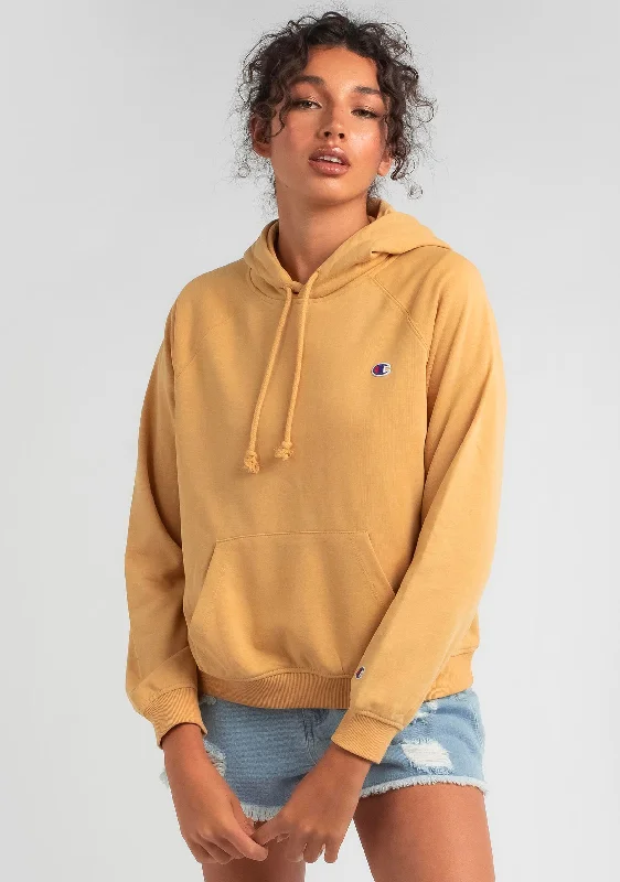 Vintage-Inspired Garments Champion Womens French Terry Script Hoodie Mustard <br> CT6XN GQQ