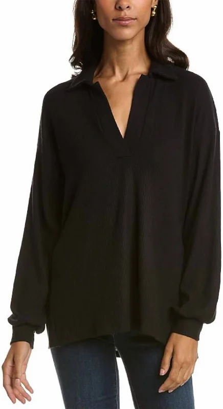 Comfortable Casual Women's Clothing Torres Cozy Rib Tunic Tee In Black