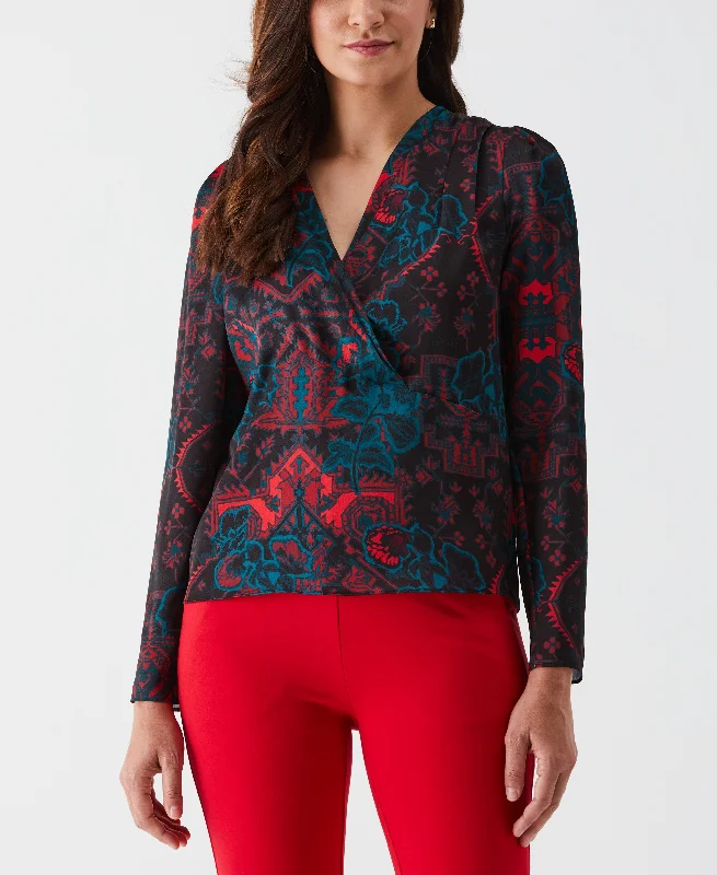 Sale On Sale Petite Grand Tapestry Print Cross-Front Blouse