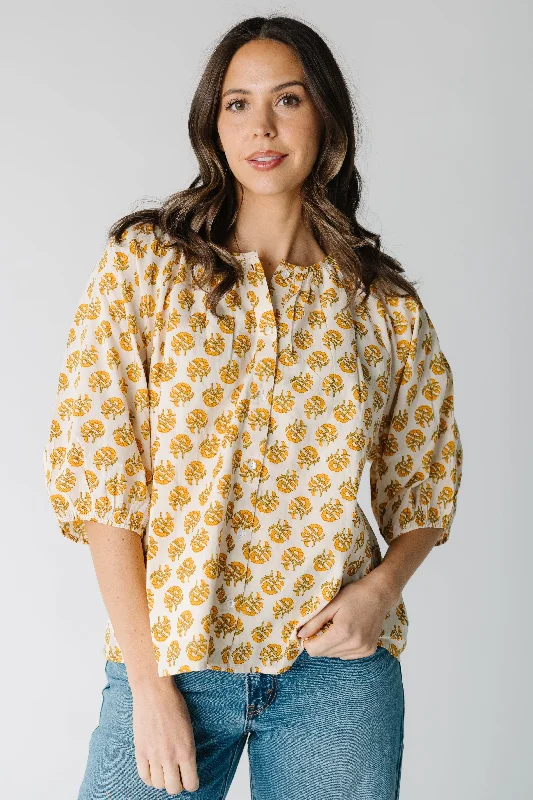 Clothing Store Citrus India Print Blouse