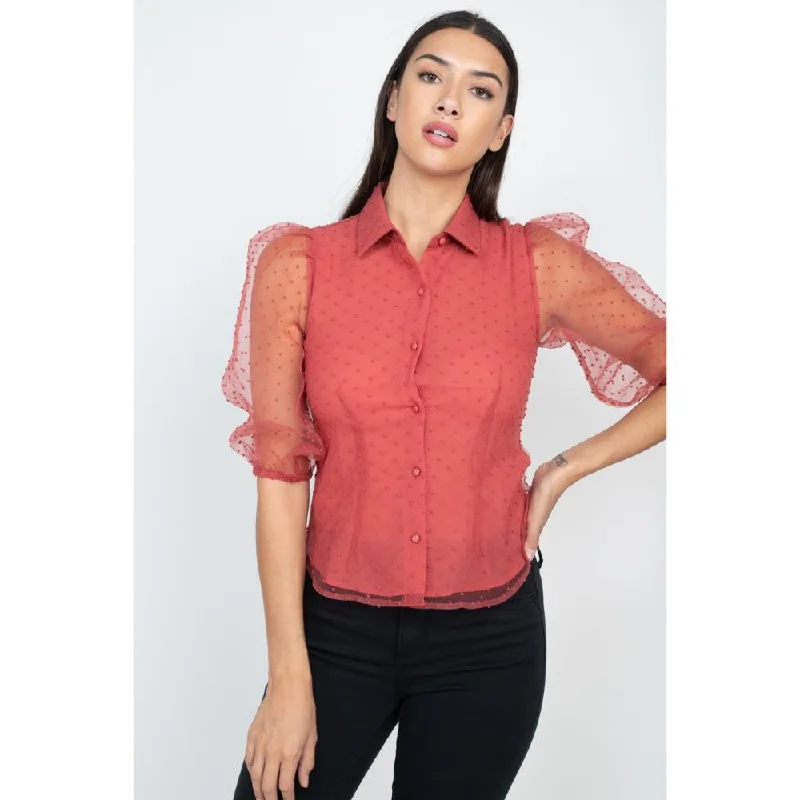 Women's Formal Event Attire Contrast Dot Print Top