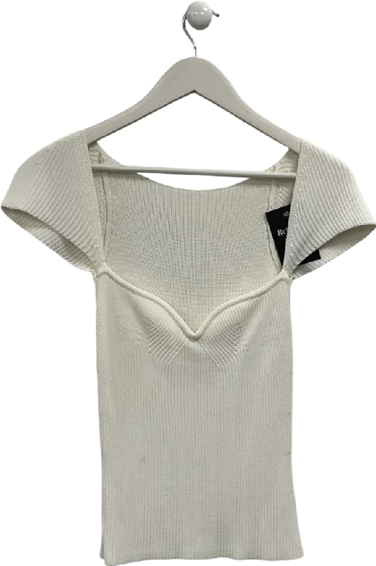 Women's Resort Apparel White Sweetheart Neck Short Sleeve Top UK S