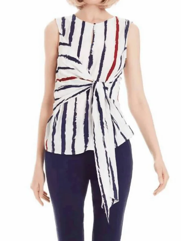 Timeless Women's Fashion Styles Striped Belted Tunic Sleeveless In Multi