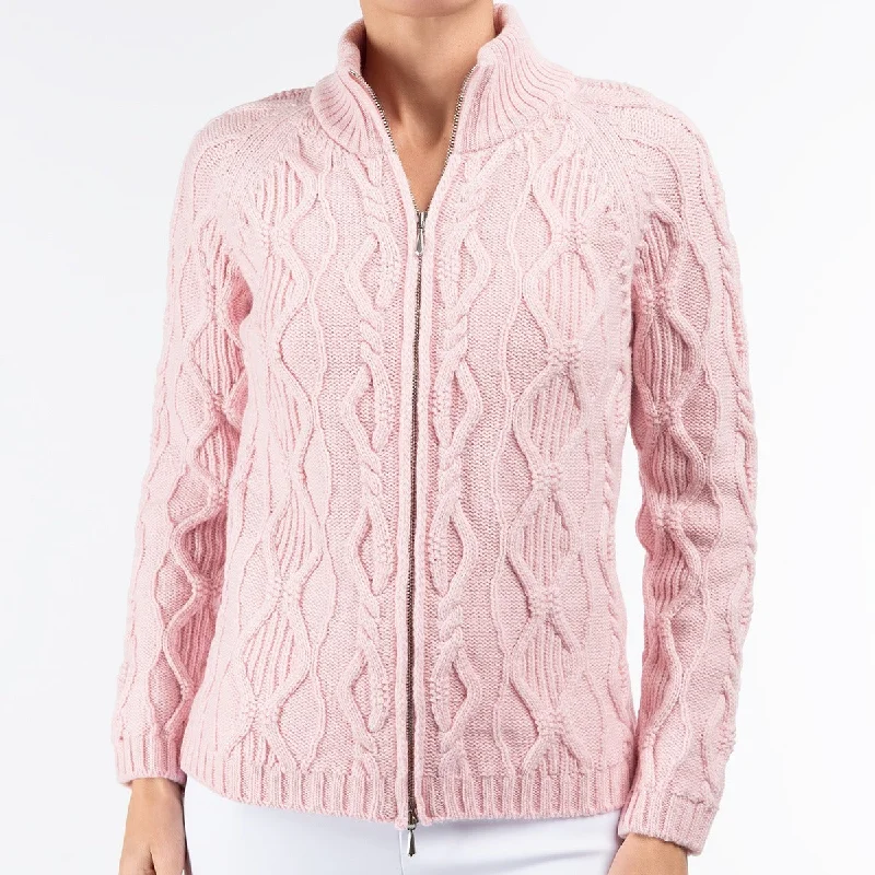 Affordable Women's Outfit Cable Zip Cardigan in Angelwing