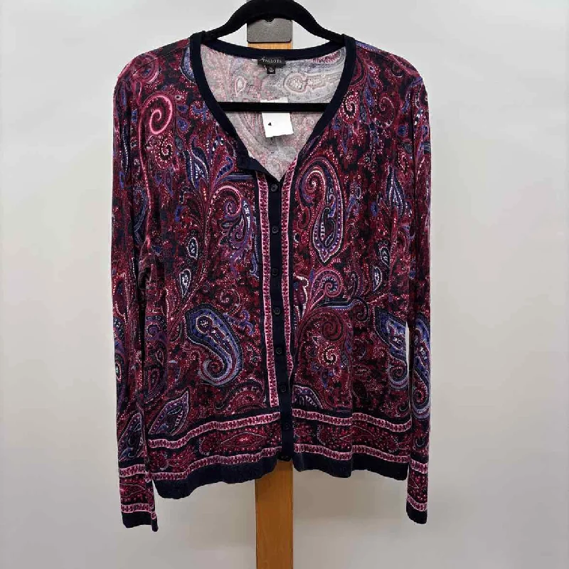 Women's Luxury Apparel Talbots Women's Size XL Red Paisley Cardigan