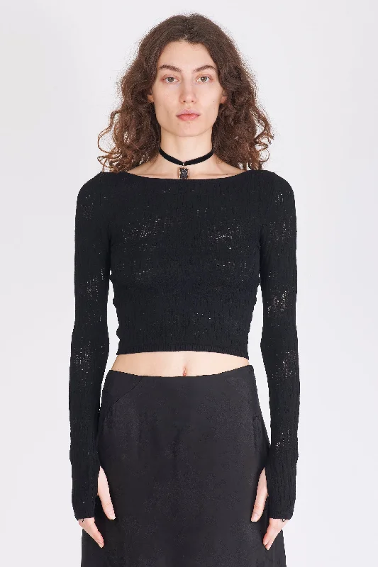 Women's Clothing Stores Viscose Knit Top - Black