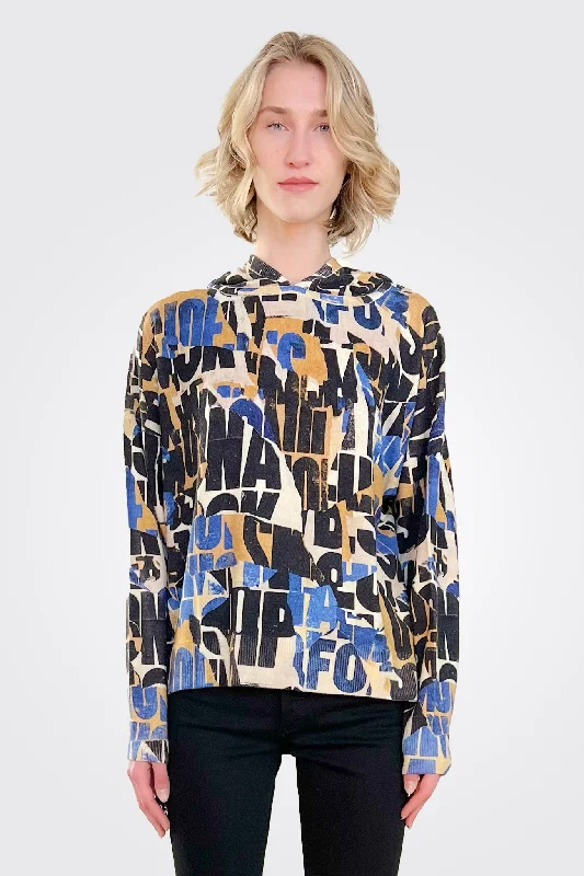 Women's Layered Outfit Printed Hoodie - Blue Gast