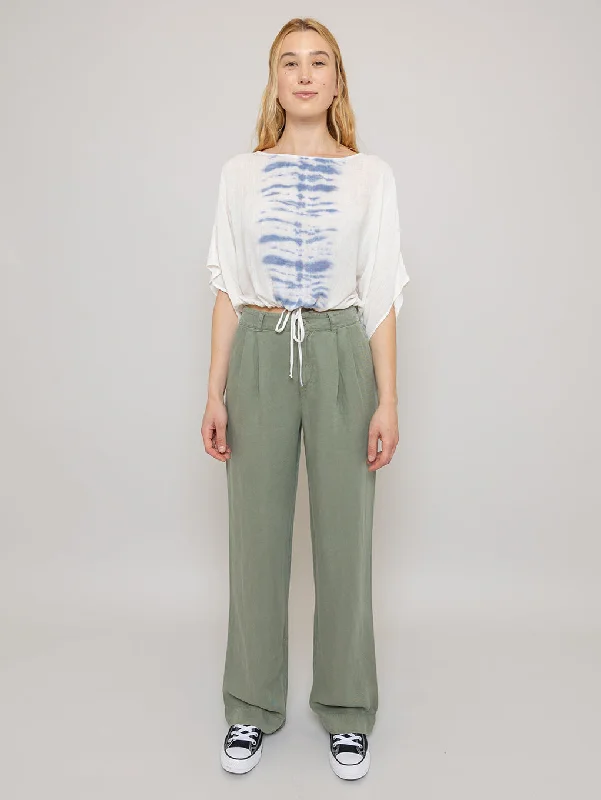 Evening Looks Greta Pleated Wide Pant - Army