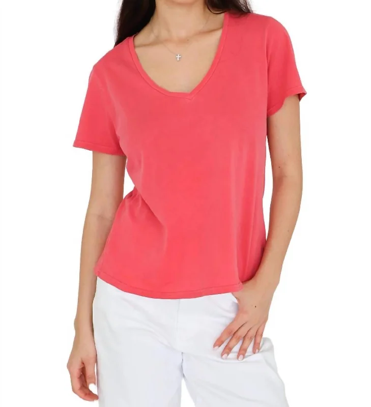 Affordable Women's Clothing Sale Online Madelyn Short Sleeve Jersey Tee In Viva Magenta