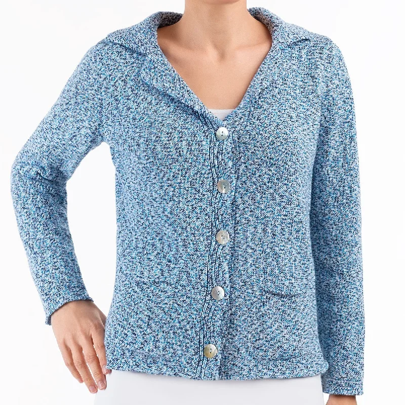 Women's Chic Outfit 2 Pocket Cardigan in Blue