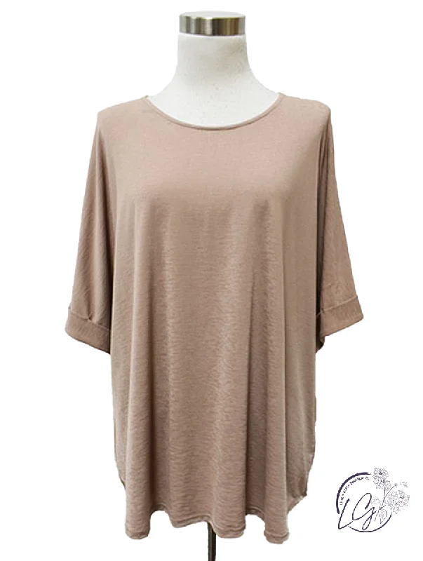 Stylish Women's Apparel Mocha Boyfriend Tunic Top