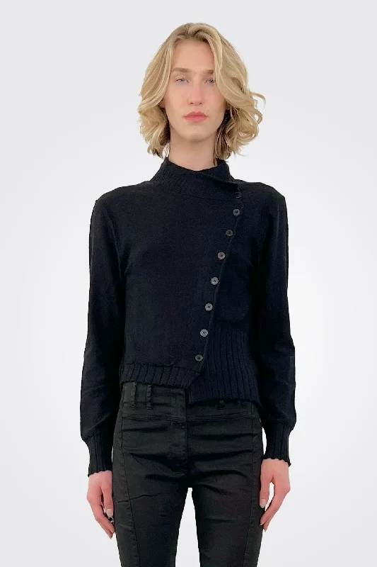 Women's Work Apparel Asymmetric Cardigan - Black