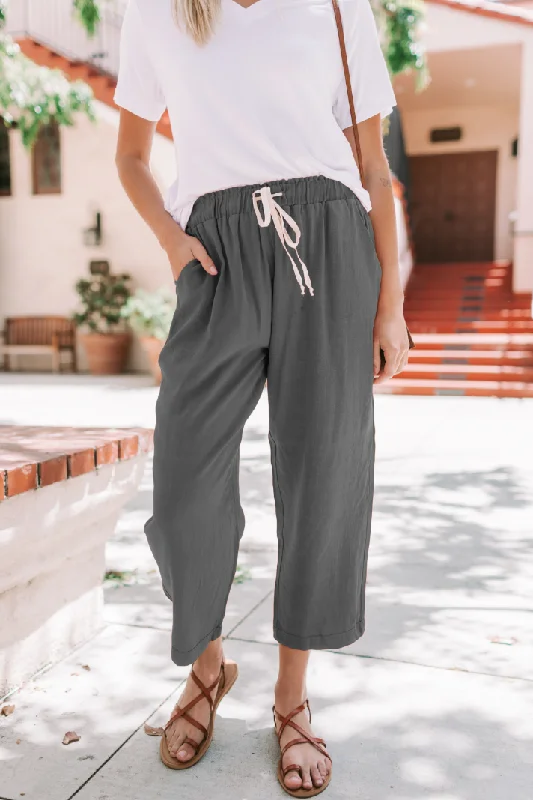 Urban Femme Streetwear Linen Elastic Waist Pants