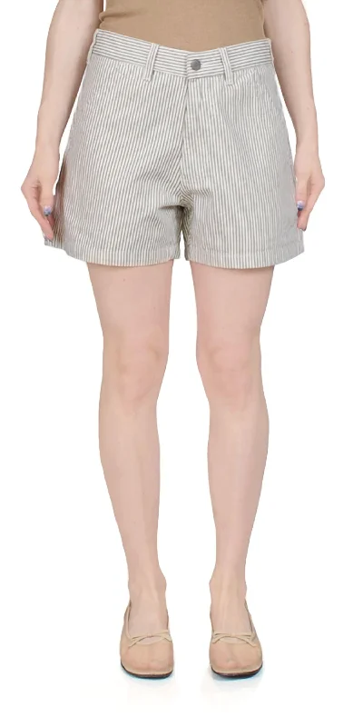 Women's Fashion Essentials Carpenter Striped Cotton Shorts In Railroad Grey