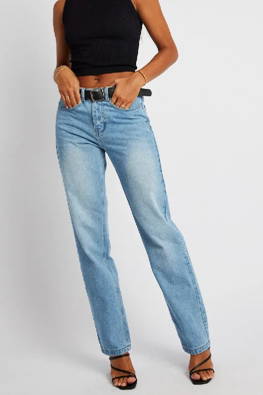 Women's Vintage Attire Denim Straight Jean High Rise