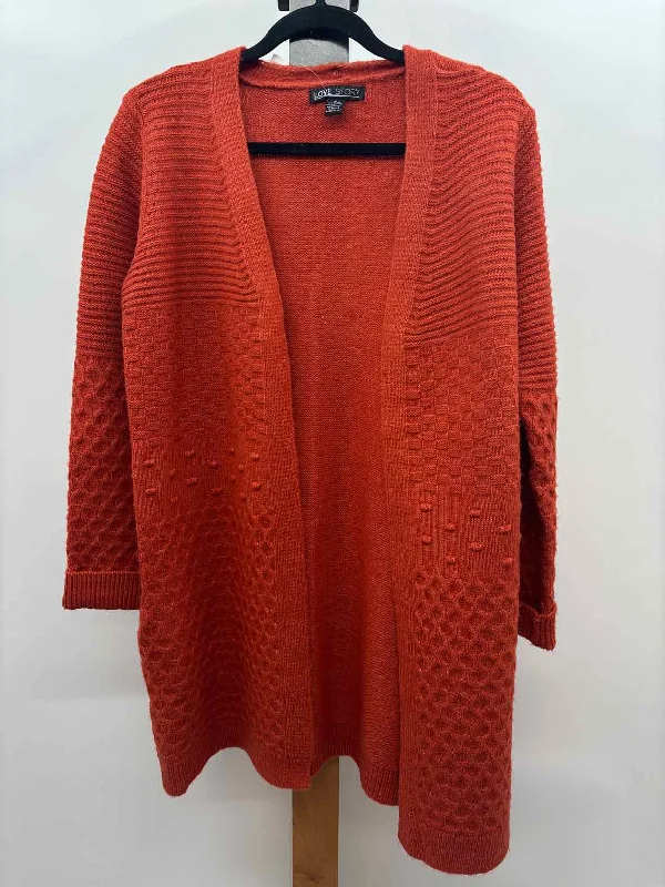 Fashion Sale Love Story Women's Size M Orange Textured Cardigan