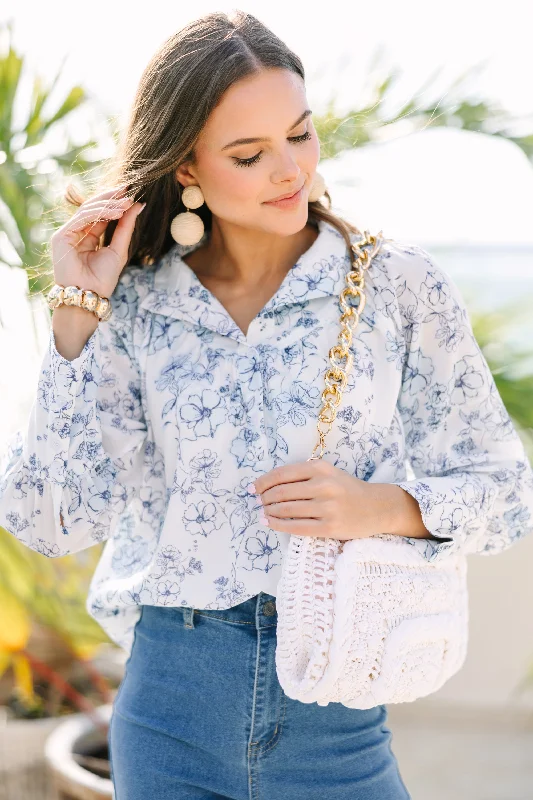 Women's Elegant Apparel Take Your Turn White Floral Blouse