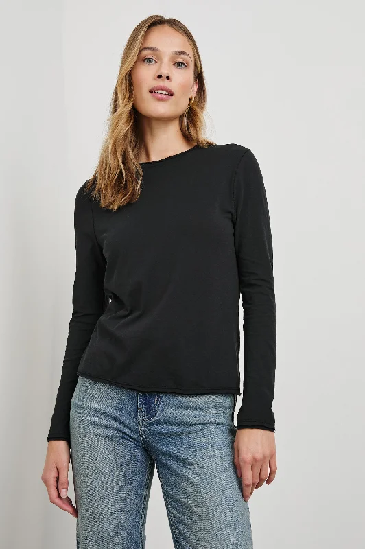 Women's Outdoor Attire LONG SLEEVE CREW NECK T-SHIRT - BLACK