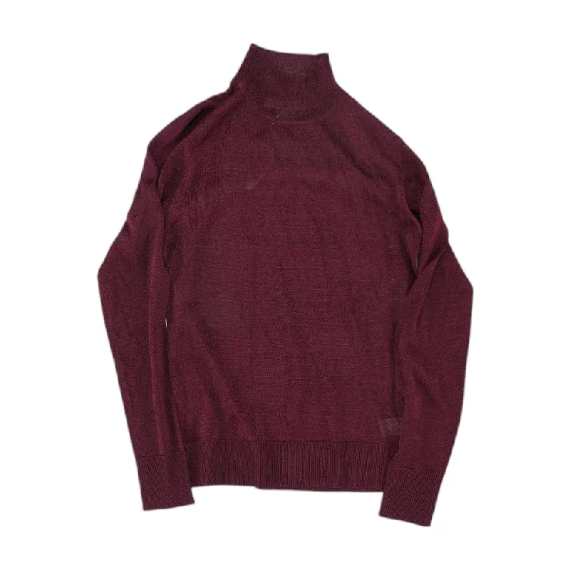 Relaxed Style Maroon Solid Mockneck Knit Top