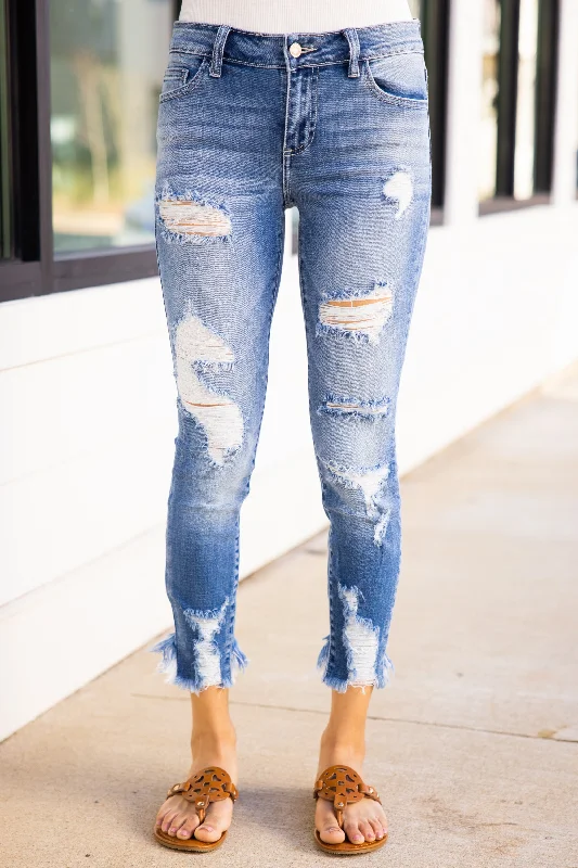 Graceful Fashion Live For This Medium Wash Distressed Ankle Jeans