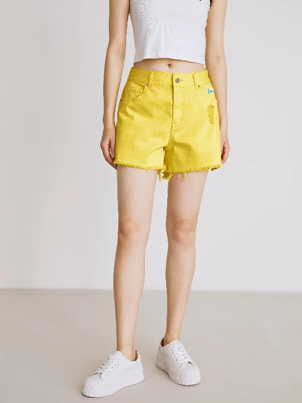 Timeless Women's Apparel Sunshine Rubber Label Denim Shorts