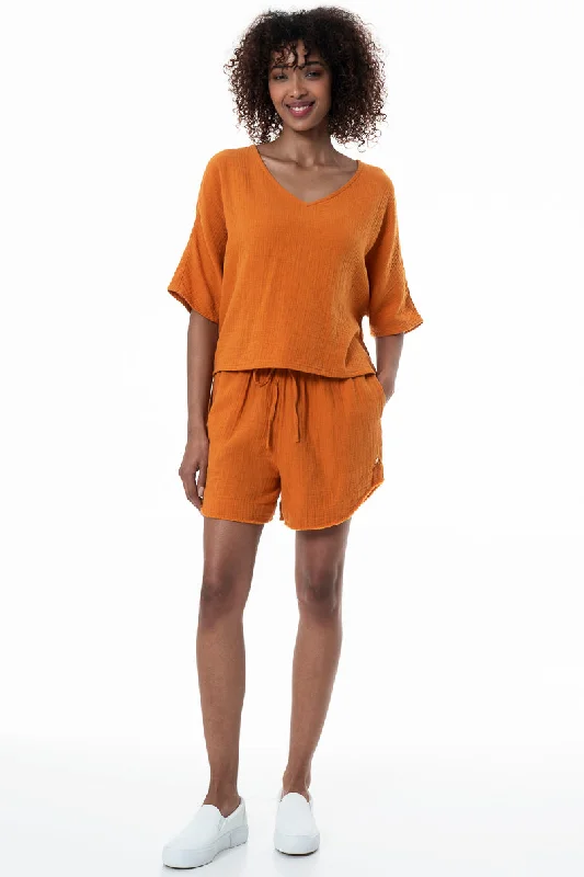 Women Wear Brands Boxy Blouse _ 152237 _ Rust